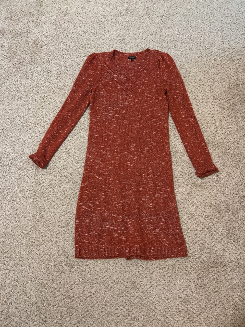 Talbots Cozy Rust Long-Sleeve Mini Sweater Dress